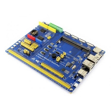 Waveshare Compute Module IO Board Plus for Raspberry Pi Use blue expansion board with GPIO headers, USB ports, and prototyping connectors