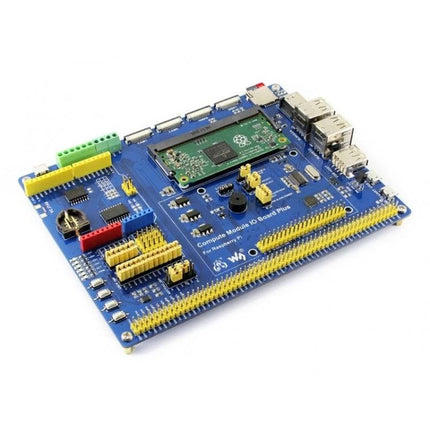 Waveshare Compute Module IO Board Plus for Raspberry Pi Use - blue expansion board with Raspberry Pi Compute Module and GPIO headers