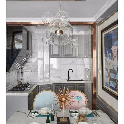 Stylish Glass Ball Chandelier for Everyday Home Lighting over modern dining table and kitchen