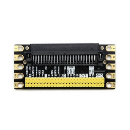 Waveshare Expansion Board for Micro:bit I/O Connections – black breakout board with labeled pin headers for easy sensor, motor and LED prototyping