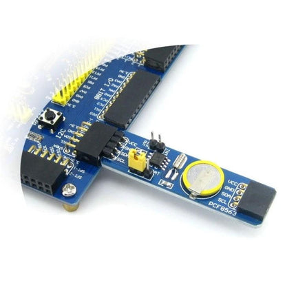Waveshare Real-Time Clock Board for Electronic Devices showing PCB with PCF8563 chip and onboard battery