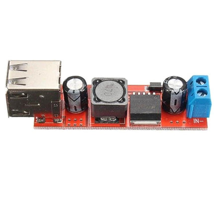 Dual USB Power Converter for Everyday Mobile Device Charging - red PCB dual USB car DC step-down charger board