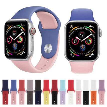 Silicone Watch Band For Apple Watch 42mm Two Tone Blue Pink
