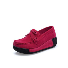 Suede Casual Wedge Muffin Shoes with Tassels for Women