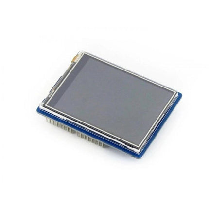 Compact 2.8 Inch Touch LCD Shield for Arduino Displays showing resistive touch TFT module mounted on Arduino-compatible shield