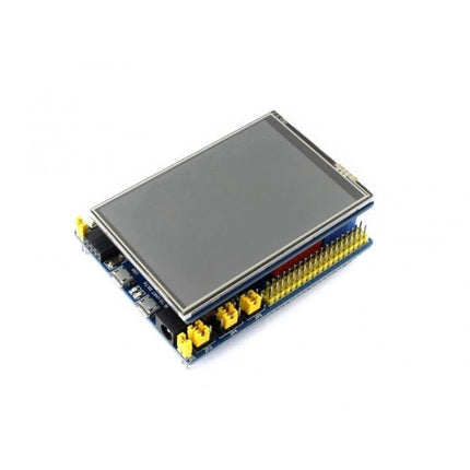 Compact 3.5-Inch Touch LCD Shield for Arduino Development showing resistive touch screen and header pins for prototyping