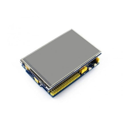 Versatile 4-Inch Touch LCD Shield for Arduino Projects showing resistive 480x320 touch display mounted on Arduino-compatible shield