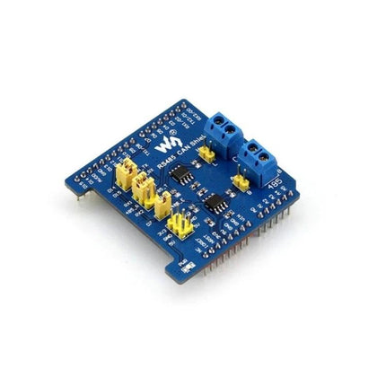 Waveshare RS485 CAN Shield for NUCLEO Arduino Communication Projects compact blue shield showing RS485 CAN terminals and jumpers for industrial IoT