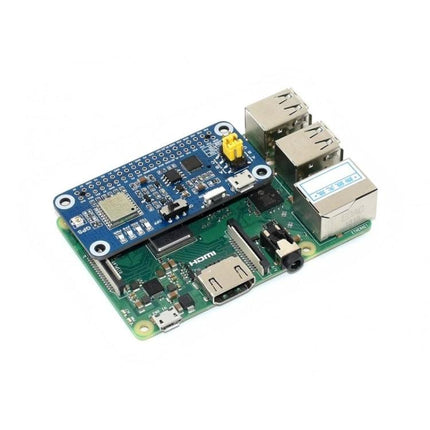 Waveshare Multi-GNSS HAT for Raspberry Pi Positioning mounted on Raspberry Pi showing connectors and antenna header