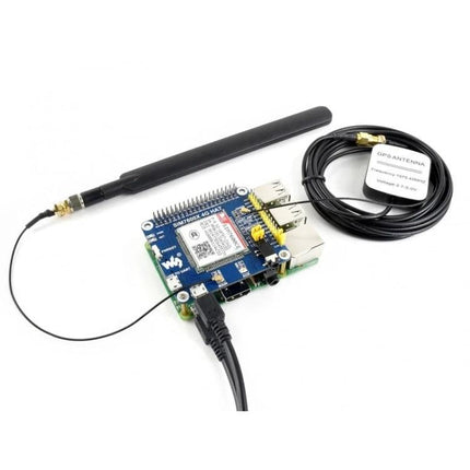 Waveshare 4G HAT for Raspberry Pi Internet Connectivity compact 4G GNSS module with antenna for IoT, remote monitoring and vehicle tracking