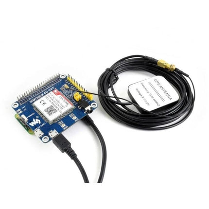 Waveshare 4G/3G HAT for Raspberry Pi Connectivity in Europe and Asia - SIM7600E-H module with GNSS antenna and USB cable