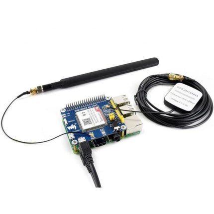 Waveshare 4G/3G HAT for Raspberry Pi Connectivity in Europe and Asia - SIM7600E-H module with antenna and GNSS for IoT, GPS tracking, SMS