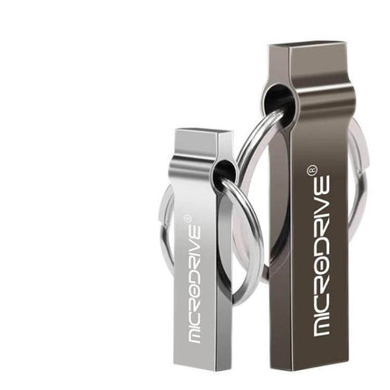 Portable MicroDrive 4GB Metal Keychain USB Storage Drive sleek metal keychain USB flash drive on white background