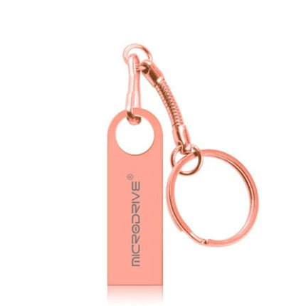 MicroDrive 16GB USB Flash Drive for File Storage and Transfer slim pink metal keychain with write-protection switch