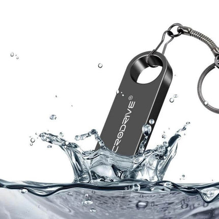 MicroDrive 16GB USB Flash Drive for File Storage and Transfer - slim metal waterproof keychain USB in grey for portable file transfer and backup