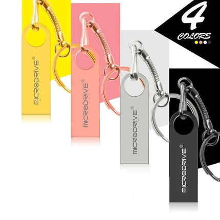 MicroDrive 16GB USB Flash Drive for File Storage and Transfer slim metal keychain USB in pink gold black grey with write-protect switch