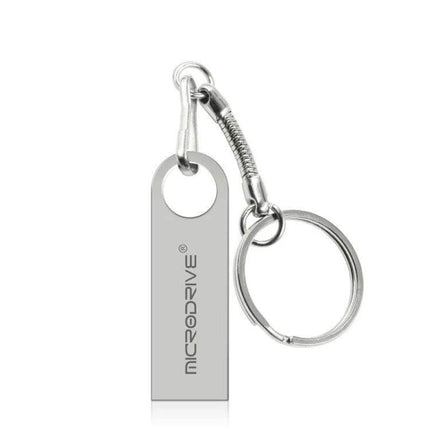 MicroDrive 16GB USB Flash Drive for File Storage and Transfer slim metal keychain USB drive in silver with write-protect switch
