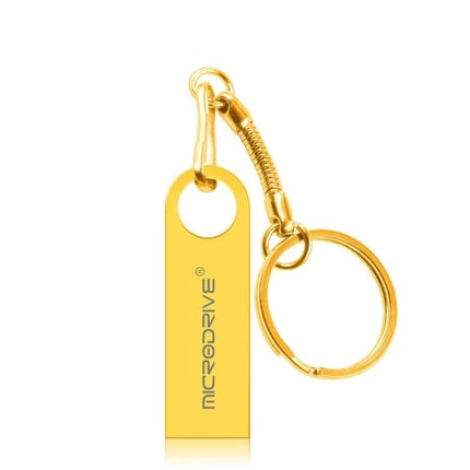 MicroDrive 16GB USB Flash Drive for File Storage and Transfer gold slim metal keychain drive with write-protect switch