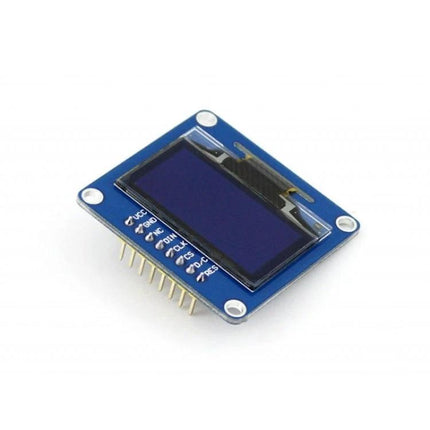 Waveshare 1.3 Inch Blue OLED Display for Electronics Projects compact 128x64 module showing blue screen for wearables IoT prototypes