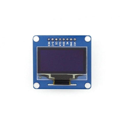 Waveshare 1.3 Inch Blue OLED Display for Electronics Projects showing compact 128x64 blue OLED module for wearables, IoT and embedded prototypes