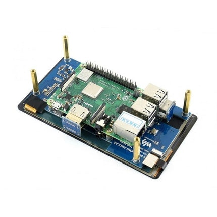 Waveshare 5.5 Inch Capacitive AMOLED Touch Screen with Glass Cover mounted with Raspberry Pi for custom interface projects