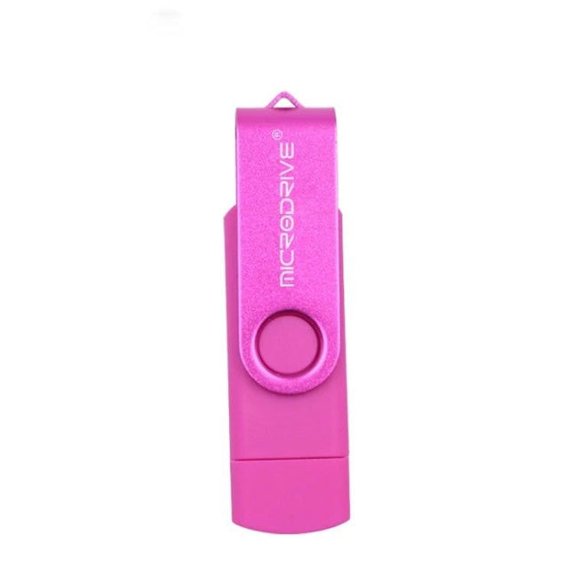 Compact 32GB USB Drive for Phone and Computer File Transfer - pink rotating dual-use plug-and-play USB flash drive