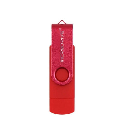 Compact 32GB USB Drive for Phone and Computer File Transfer - red rotating dual-use USB for phones and laptops, plug-and-play 32GB backup