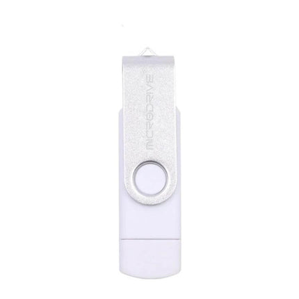Compact 32GB USB Drive for Phone and Computer File Transfer - white swivel dual-use plug-and-play flash drive for photos and documents
