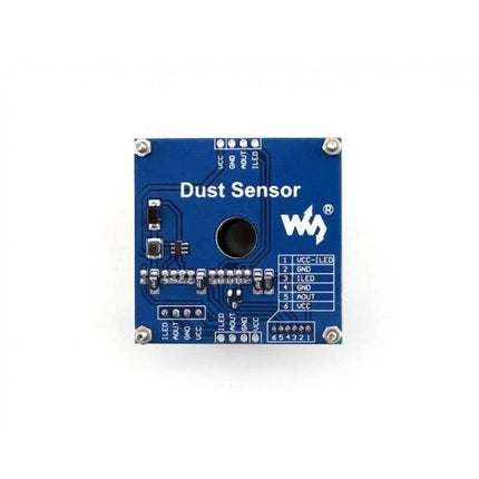 Waveshare Dust Sensor for Detecting Fine Airborne Particles - blue PCB module for PM2.5 monitoring and air quality projects