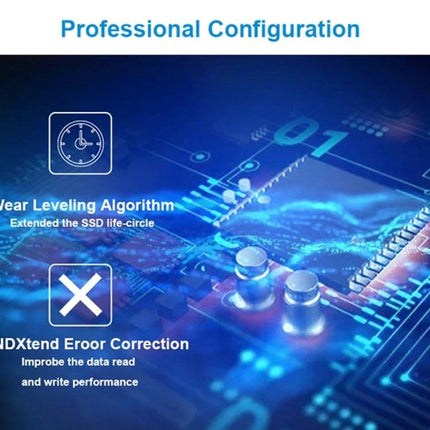 Netac N600S 1TB Solid State Drive for Reliable Storage Needs - motherboard circuit graphic highlighting wear leveling and error correction features