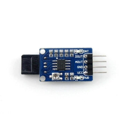 Waveshare Infrared Sensor for Robot Path Tracking - top view of blue reflective IR sensor module with 4-pin header and black emitter/receiver housing