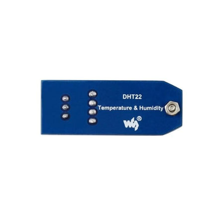 Waveshare DHT22 Sensor for Ambient Temperature and Humidity Monitoring - blue DHT22 module showing pins and mounting hole