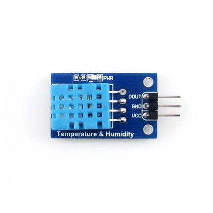 Waveshare Digital Sensor for Measuring Temperature and Humidity Levels compact DHT11 module on blue PCB with three-pin header