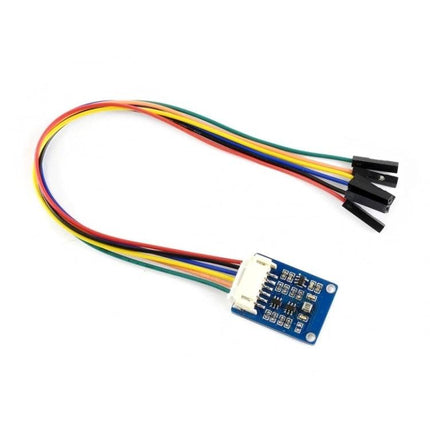 Waveshare BME280 Environmental Sensor for Humidity and Pressure Monitoring small blue breakout board with multicolor jumper wires