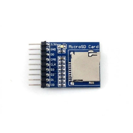 Waveshare Micro SD Card Storage Board for Electronic Projects: blue Micro SD breakout board with card slot and 7-pin header for microcontroller data logging