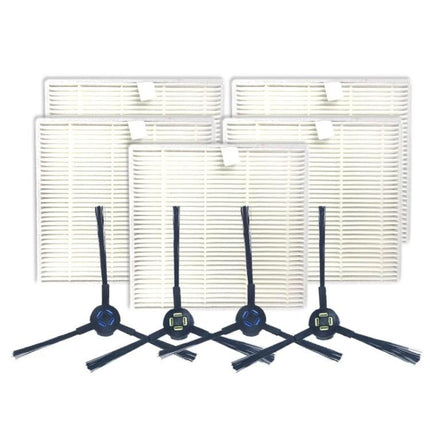 Replacement Side Brushes and Filters for ILIFE V8S Vacuum Maintenance - set of 4 side brushes and 5 filters for ILIFE V8S
