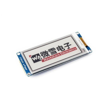 Waveshare 2.9 Inch Three-Color E-Ink Display Module for Signs showing red black white 296x128 shelf label demo