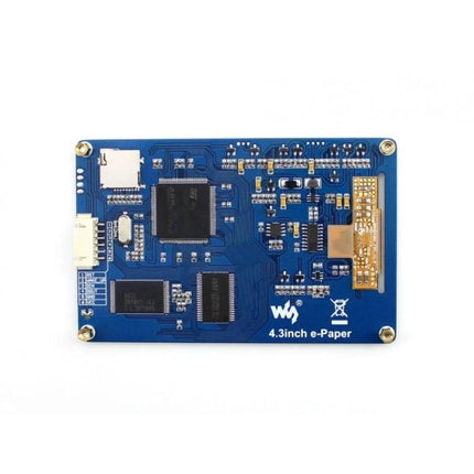 Waveshare 4.3 Inch Electronic Paper Display Module blue controller board showing serial connector and components