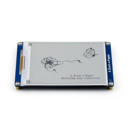 Waveshare 4.3 Inch Electronic Paper Display Module e-ink screen module with serial interface showing floral demo image