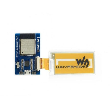 Waveshare Universal e-Paper Driver Board with Wireless Connectivity showing ESP32 board connected to small e-paper display for IoT projects
