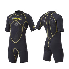 Men's 3mm Neoprene Super Elastic Short-sleeve One-piece Wetsuit with Y-splicing Design for Warmth and Durability