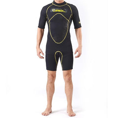 Men's 3mm Neoprene Super Elastic Short-sleeve One-piece Wetsuit with Y-splicing Design for Warmth and Durability