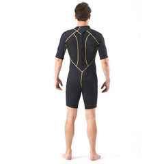 Men's 3mm Neoprene Super Elastic Short-sleeve One-piece Wetsuit with Y-splicing Design for Warmth and Durability