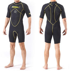 Men's 3mm Neoprene Super Elastic Short-sleeve One-piece Wetsuit with Y-splicing Design for Warmth and Durability