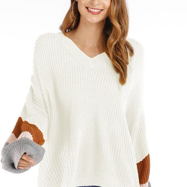 Chic Oversized V-neck Knit Sweater