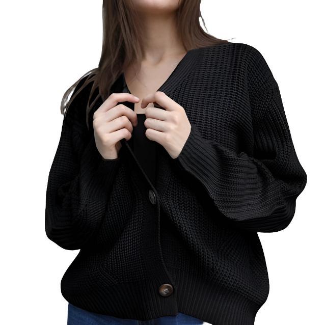 Chic Solid Color Knitted Cardigan with Button Detail