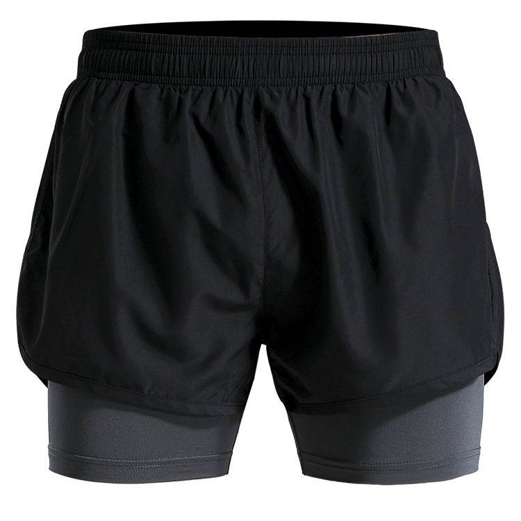 Men Fake Two-Piece Sports Stretch Shorts M to 4XL Sizes