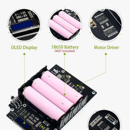 Waveshare JetBot AI Kit for DIY Smart Robot Projects expansion board with OLED, 18650 battery holder, motor driver and protection circuit