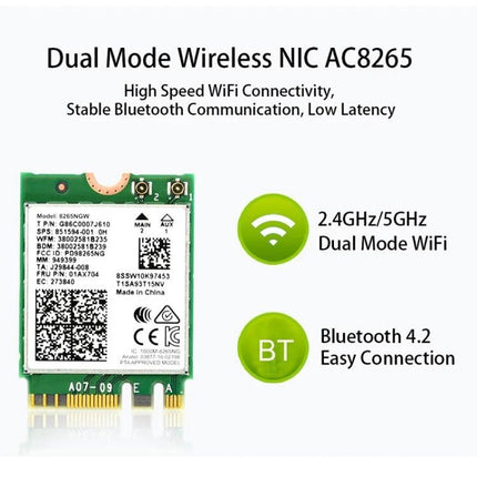 Waveshare JetBot AI Kit for DIY Smart Robot Projects image showing dual mode Wireless NIC AC8265 WiFi and Bluetooth module