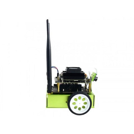 Waveshare JetBot AI Kit for DIY Smart Robot Projects small green robot chassis with Jetson Nano camera and antenna